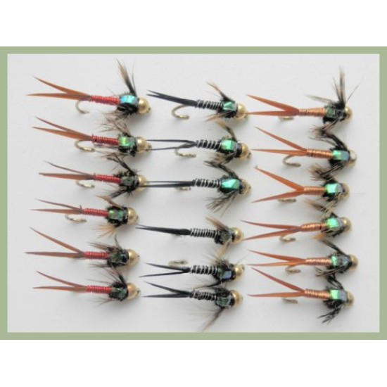 Copper john trout flies, gold bead Troutflies UK